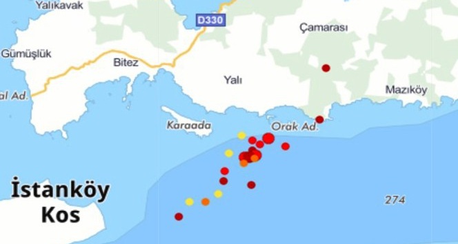 Gökova Körfezinde deprem hareketliliği