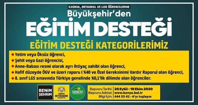 Konya Büyükşehir’den eğitim desteği
