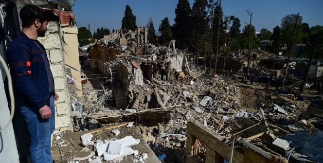 Gence’deki saldırının enkazı görüntülendi