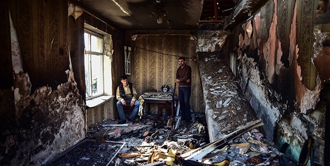 Ermenistan’ın vurduğu Terter kent merkezindeki yıkım görüntülendi