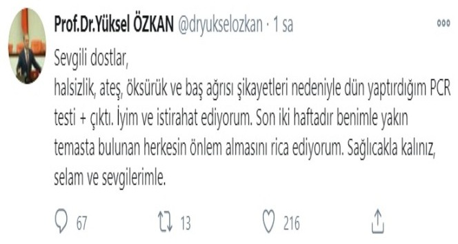 CHP Bursa Milletvekili Özkan, korona virüse yakalandı