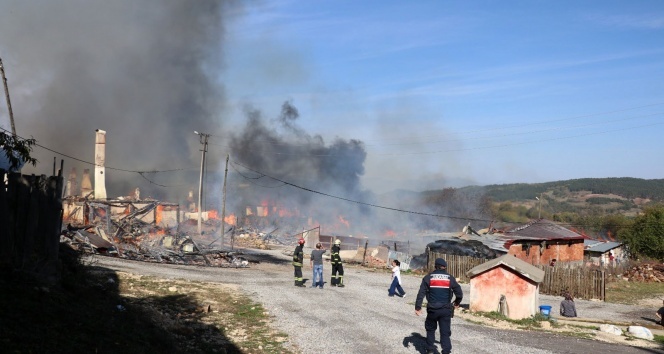 Bolu’da köyde çıkan yangın 12 evi kül etti