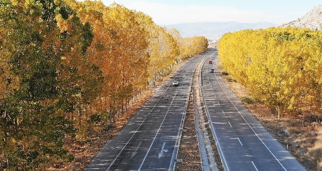 Kara yolunda eşsiz sonbahar manzarası