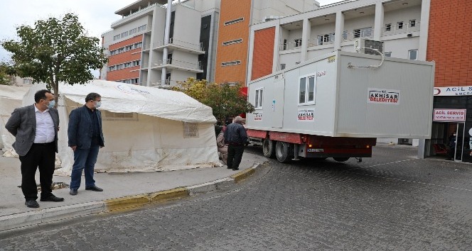 Akhisar Belediyesi’nden korona virüs tespit merkezine konteyner desteği