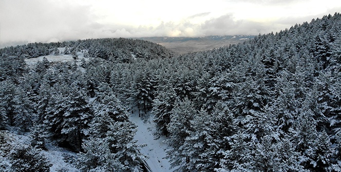 Beyaza bürünen Dumanlı Tabiat Parkı, görsel şölen oluşturdu