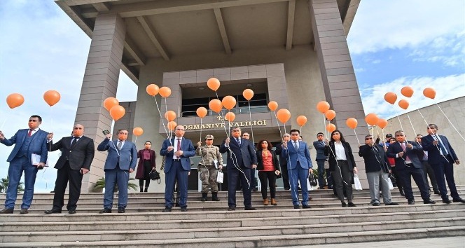 Kadına yönelik şiddete farkındalık oluşturmak için turuncu balon uçurdular