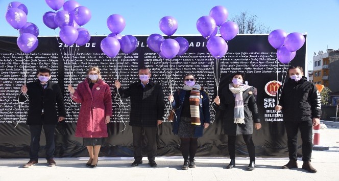 Mor balonlar katledilen 335 kadın için havalandı