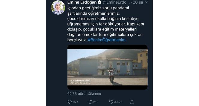 Emine Erdoğan, Sakaryalı fedakar öğretmenin videosunu sosyal medyada paylaştı