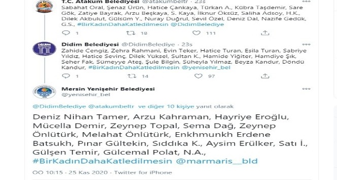 Belediyeler kadına yönelik şiddete tweet zinciri ile dikkat çekti