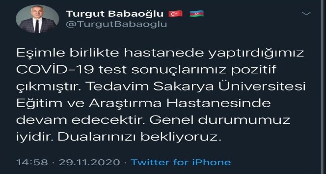 Hendek Belediye Başkanı Babaoğlu ve eşi korona virüse yakalandı
