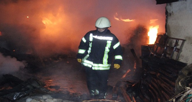 Kazan dairesinde başlayan yangında alevler eve sıçradı