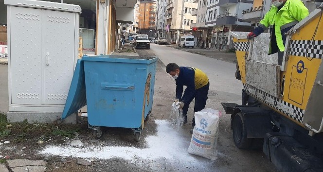 Fatsa’da çöp konteynerleri virüs tehlikesine karşı ilaçlanıyor