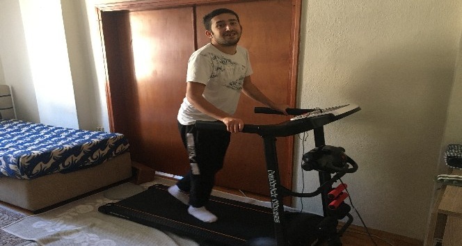Engelli gencin yürüyüş bandı hayali gerçek oldu
