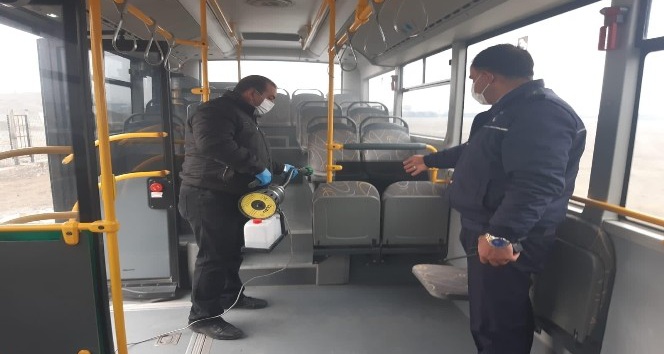 Toplu taşıma araçları dezenfekte edildi