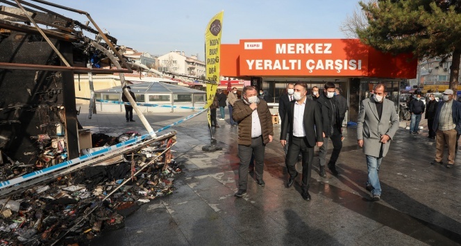 Sincan’da yangın: 9 iş yeri hasar gördü