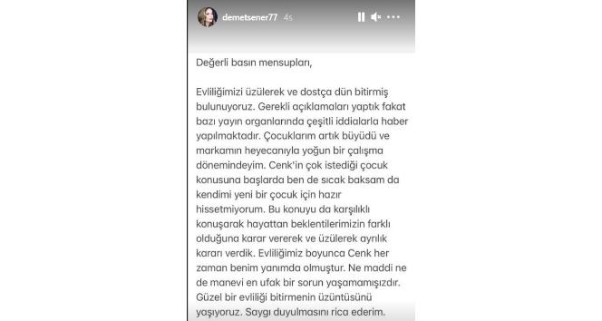 Demet Şener’den boşanma açıklaması