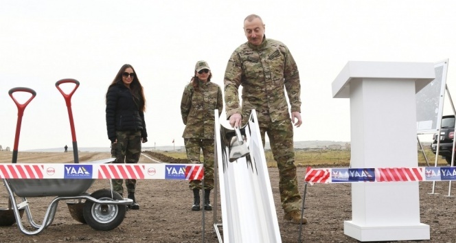 Azerbaycan Cumhurbaşkanı Aliyev, Füzuli-Şuşa karayolunun temelini attı