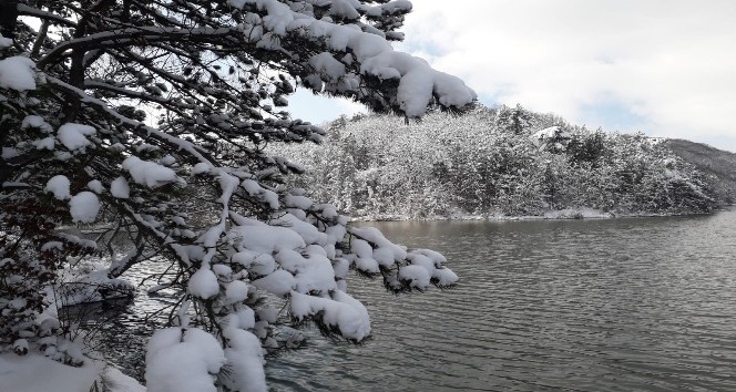 Küçükelmalı Tabiat Parkında kar yağışı sonrası kartpostallık görüntüler