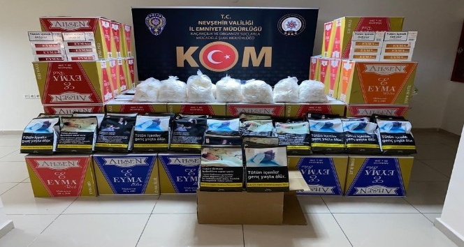 Nevşehir’de 670 bin adet makaron, 30 kilo tütün ele geçirildi