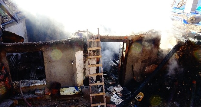 Köyde çıkan yangında üç ev alev alev yandı