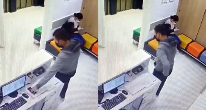 İstanbul’da hastanede kaşla göz arasında hırsızlık kamerada