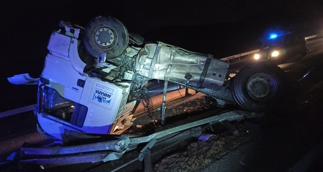 Kırıkkale’de çekici takla attı: 1 yaralı