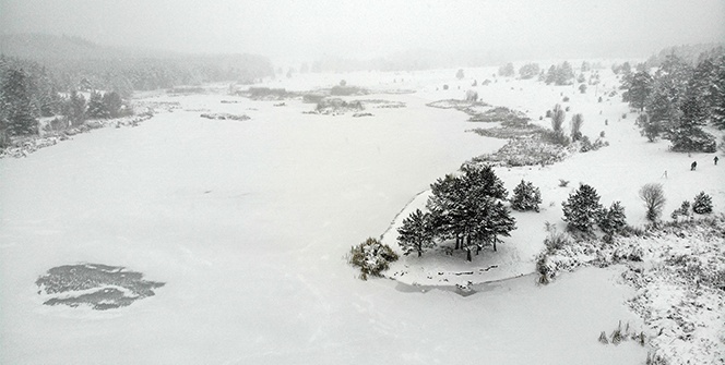 Çamkoru Göleti tamamen dondu