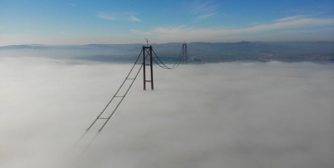 1915 Çanakkale Köprüsü sisler içinde