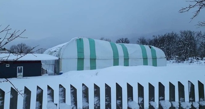 Yenice’de biriken karlar halı sahanın çatısını çökertti