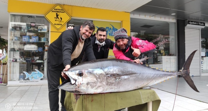 Antalya’da balıkçının oltasına 85 kiloluk orkinos takıldı