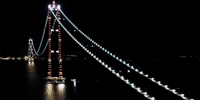 1915 Çanakkale Köprüsü’ndeki ‘kedi yolu’ aydınlatmaları boğazın çehresini güzelleştirdi