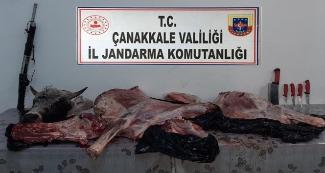 Çanakkale’de tüfekle vurdukları hayvanı çalan şahıslara suçüstü