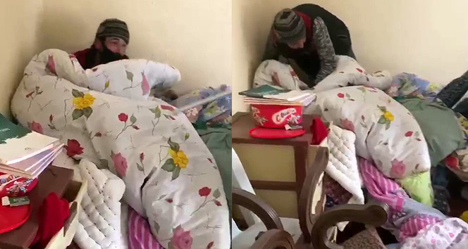 Eve giren hırsız yorganın altında yakalandı