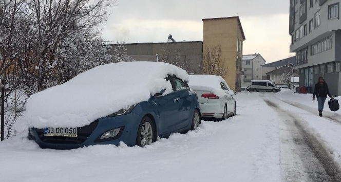 Karlıova güne yine karla uyandı, kar kamyonlarla taşınmaya başladı