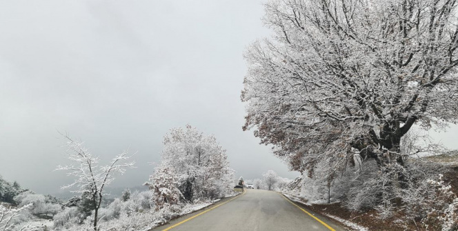 Karabük'te kar yağışı ile birlikte kartpostallık görüntüler ortaya çıktı