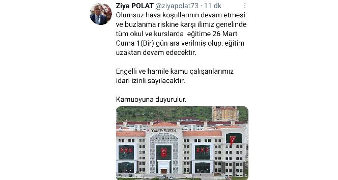 Yozgat’ta eğitime kar tatili