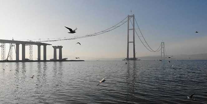 1915 Çanakkale Köprüsü’nde ana kabloların montajı tüm hızıyla devam ediyor