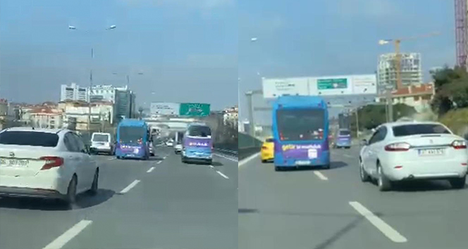 Kadıköy’de yolcu minibüsünün makas terörü kamerada