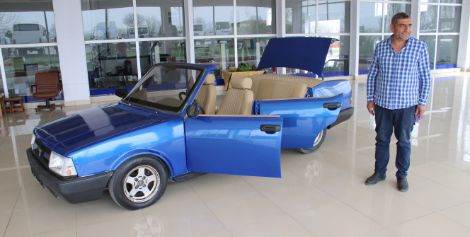 Hurda otomobil, üstü açık lüks otomobile döndü