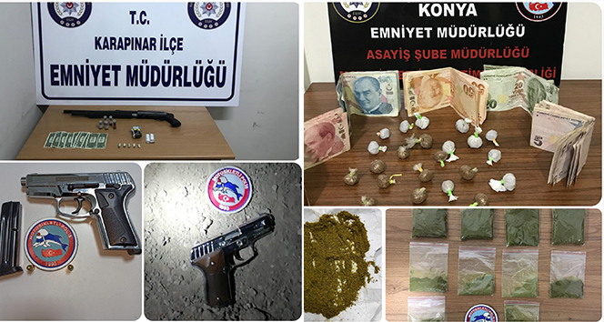 Konya’da uyuşturucu operasyonları: 47 gözaltı
