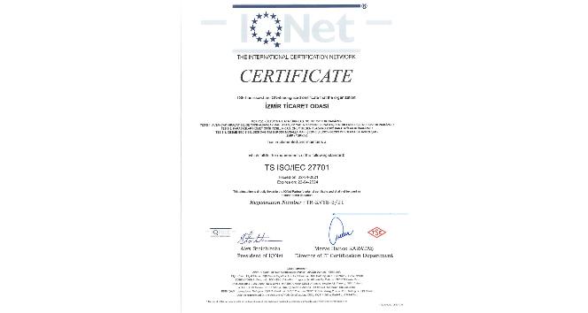 İZTO, ISO 27701 Kişisel Veri Yönetim Sistemi Belgesini alan ilk kamu kurumu oldu
