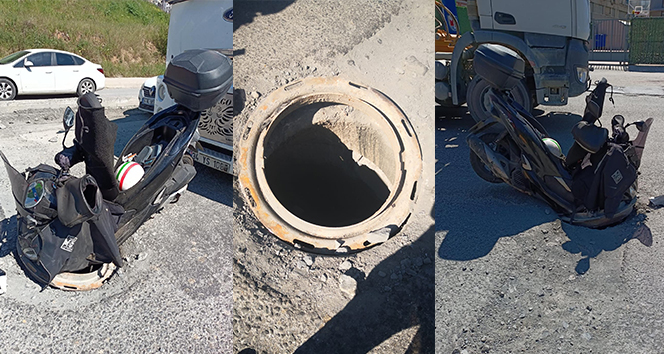 İstanbul’da rögara düşerek ölümden dönen motosikletli kurye o anları anlattı