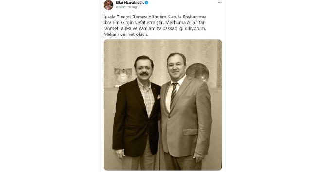 İpsala Ticaret Borsası Başkanı Girgin hayatını kaybetti