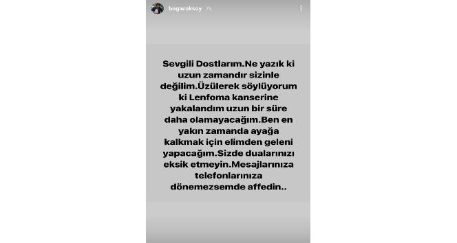 Boğaç Aksoy lenf kanserine yakalandı