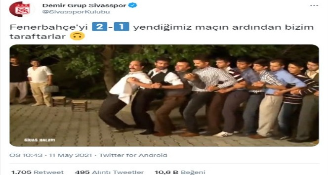 Sivasspor’dan Fenerbahçe galibiyeti sonrası paylaşım!