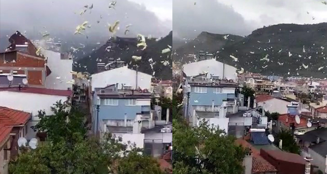 Çanakkale'de fırtına nedeniyle bir evin çatısı uçtu..O anlar kamerada
