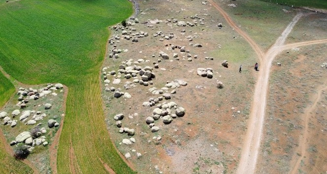 Hititlerin heykel atölyesi havadan görüntülendi
