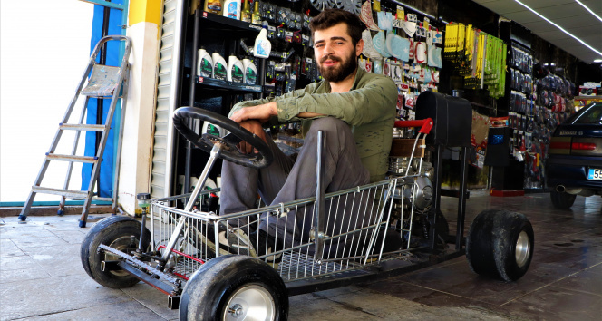 Alışveriş sepetinden araba yaptı: 120 km hız yapabiliyor