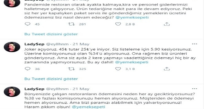 Restoran sahibi Yemeksepeti komisyonlarına isyan etti, Nevzat Aydın cevap verdi