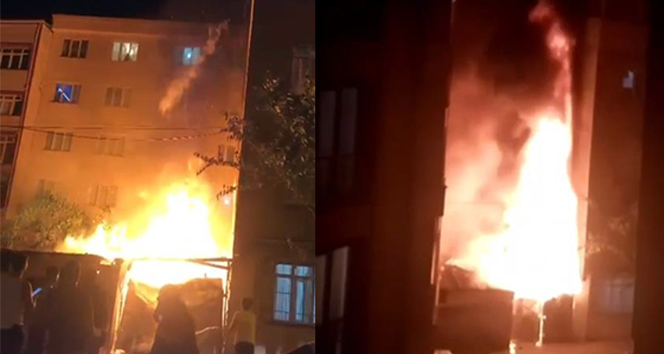 Esenyurt&#039;ta iki bina arasındaki hurda deposu alev alev yandı